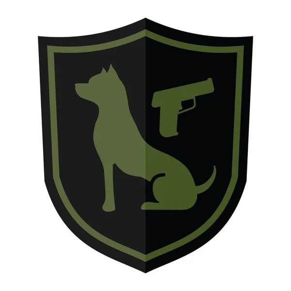 Ασπίδα Πιστόλι Και Σκύλο Web Icon — Διανυσματικό Αρχείο