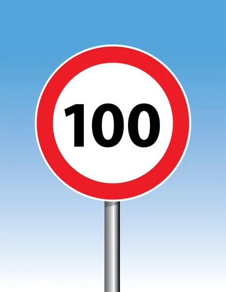Sinal Limite Velocidade 100 Ícone Web — Vetor de Stock