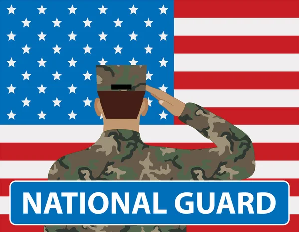 Vista Posteriore Soldato Bandiera Uisa Guardia Nazionale Icona Web — Vettoriale Stock