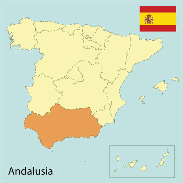 Bandera Del Mapa España Andalusia — Vector de stock