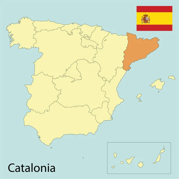 Hiszpańska Mapa Flaga Katalonia — Wektor stockowy