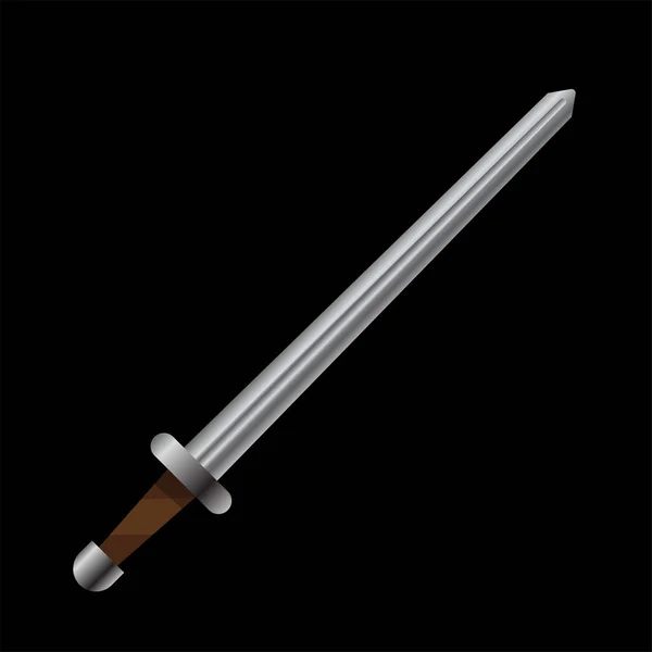 Schwert Auf Schwarzem Hintergrund Web Symbol — Stockvektor