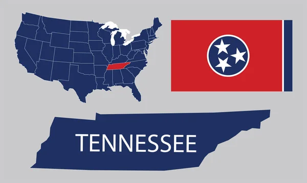 Tennessee Vlag Kaart Usa — Stockvector