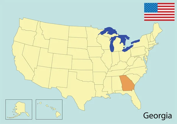 Usa Mapa Barvy Vlajka Georgia — Stockový vektor