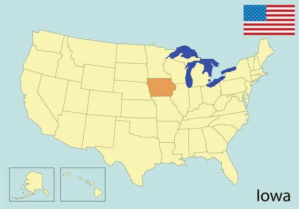 Usa Térkép Színek Zászló Iowa — Stock Vector
