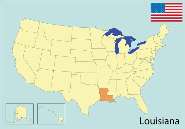 Usa Karte Farben Flagge Louisiana — Stockvektor