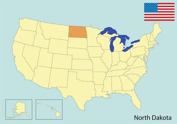Abd Harita Renkleri Kuzey Dakota Bayrağı — Stok Vektör