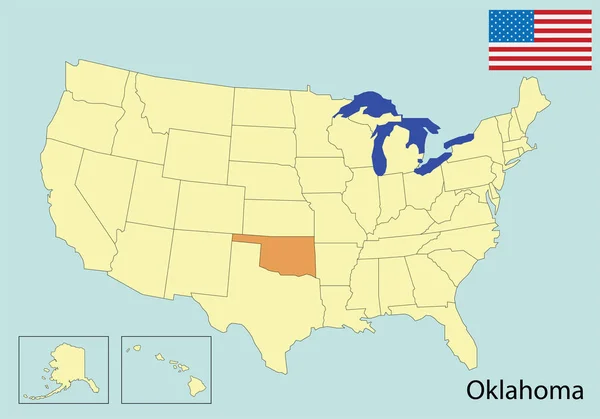 Eua Mapa Cores Bandeira Oklahoma — Vetor de Stock