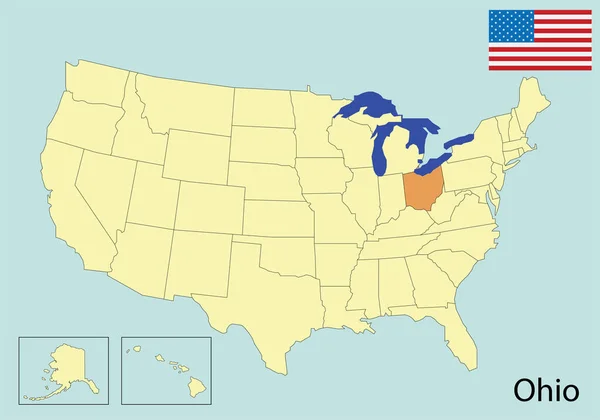 Usa Mapa Colores Bandera Ohio — Archivo Imágenes Vectoriales