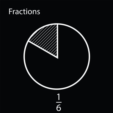 Kesirli turta 1 / 6, matematik, vektör illüstrasyonu