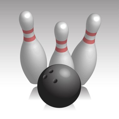 Kase üç beyaz bovling lobutu, vektör illüstrasyonu 