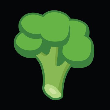 brokoli basit simgesi, yeşil renk, siyah arkaplan, vektör illüstrasyonu