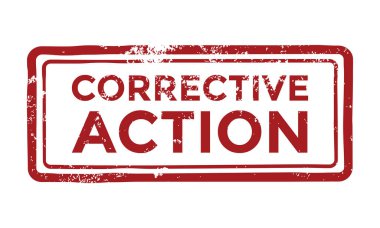 Düzeltici eylem, kırmızı grunge kauçuk damgası, vektör illüstrasyonu 