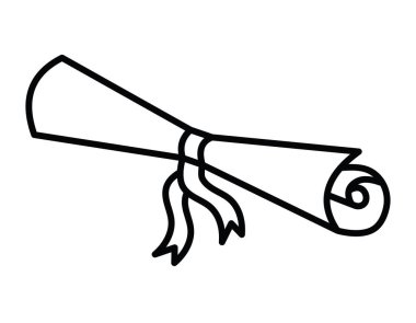 diploma veya derece, doğrusal, şeritli rulo kağıt, vektör illüstrasyonu