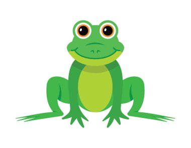 yeşil kurbağa, cyte çizgi film stili, vektör illüstrasyonu