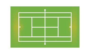 çimen tenis kortu, basit konsept, vektör illüstrasyonu