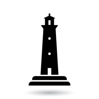 deniz feneri logosu, basit siyah beyaz, vektör illüstrasyonu