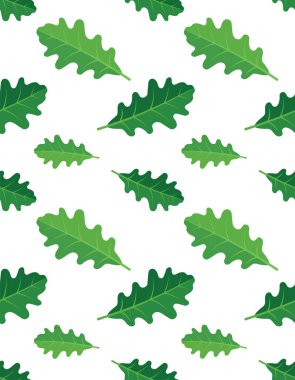 Yeşil meşe yaprakları pürüzsüz desen, vektör çizimi