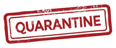 Karantina, kırmızı grunge kauçuk mühür, beyaz arkaplan, vektör illüstrasyonu 