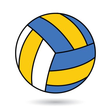 Beyaz arkaplanda izole edilmiş voleybol simgesi, vektör illüstrasyonu