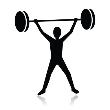 ağırlık kaldırıcı, siyah ve beyaz, vektör illüstrasyonu