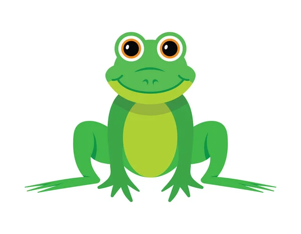 Green Frog Cyte Cartoon Style Vector Illustration — Image vectorielle