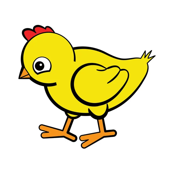 Small Chicken Yellow Color Vector Illustratio — 스톡 벡터