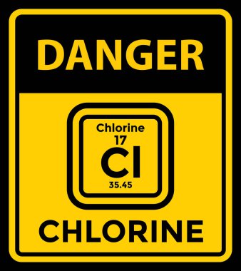 danger chlorine yellow sign, vector illustration 
