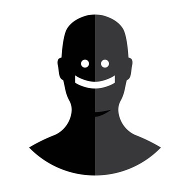 avatar smile, men silhouette icon, vector illustration 