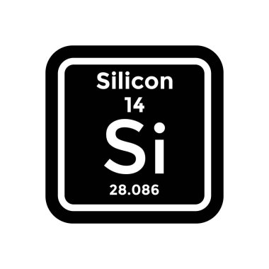 silicon periodic table element, chemistry, vector illustration 