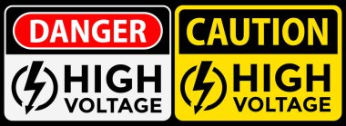 yüksek voltaj işareti, tehlike ve uyarı işareti, vektör illüstrasyonu 