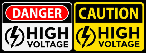 high voltage sign, danger and caution sign, vector illustration 