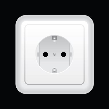elektrik soketi, beyaz renk, izole, vektör illüstrasyonu 