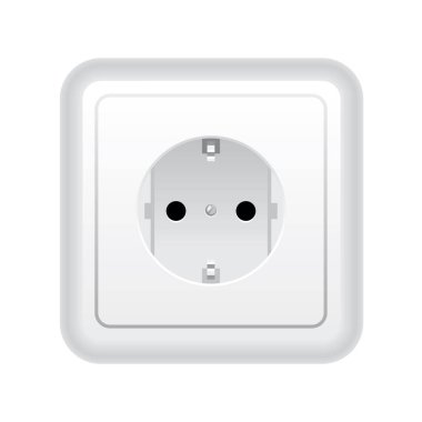 elektrik soketi, beyaz renk, izole, vektör illüstrasyonu 