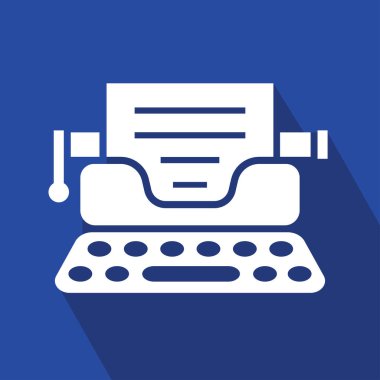 Daktilo simgesi, klasik, siyah beyaz, vektör illüstrasyonu 