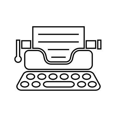 Daktilo simgesi, vintage, doğrusal biçim, vektör illüstrasyonu 