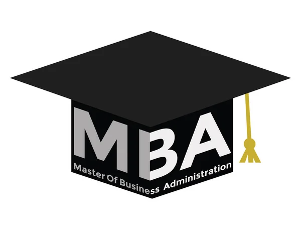 Mba Master Business Administration Graduate Cap Isolato Sfondo Bianco Illustrazione — Vettoriale Stock