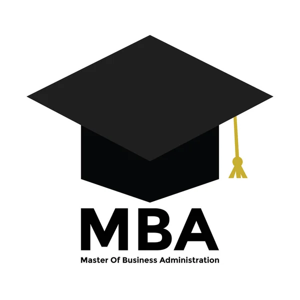 Mba Master Business Administration Graduate Cap Aislado Sobre Fondo Blanco — Archivo Imágenes Vectoriales