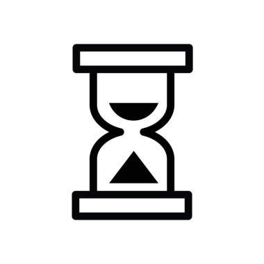 Kum saati simgesi, siyah ve beyaz, doğrusal, vektör illüstrasyonu 