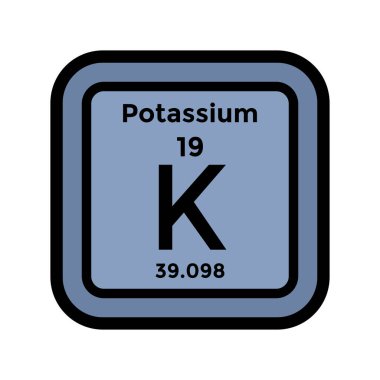 potasyum periyodik tablo elementi, kimya, vektör illüstrasyonu 