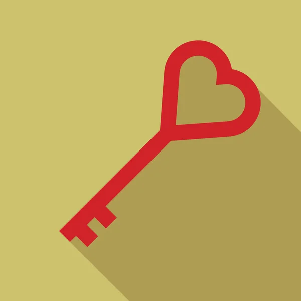 Rode Hartsleutel Hartvormige Sleutel Vectorillustratie — Stockvector