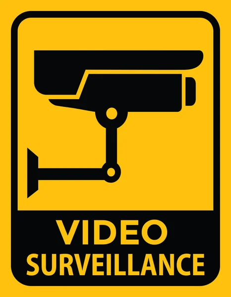 ビデオ監視記号黄色と黒ベクトル図 — ストックベクタ