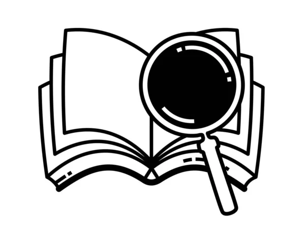 Лупа Открытая Книга Простая Икона Линейная Образование Векторная Иллюстрация — стоковый вектор