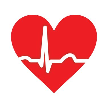 Kalp atışı, kalp atışı, kardiyogram ikonu, vektör illüstrasyonu 