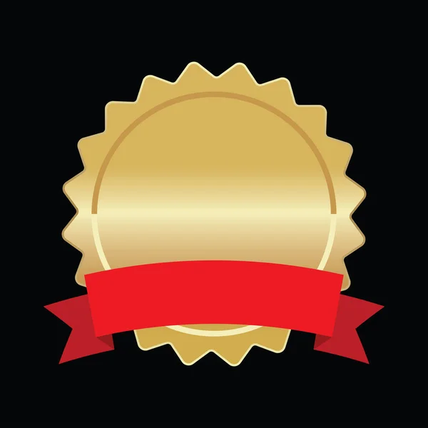 Selo Ouro Branco Fita Vermelha Ilustração Vetorial —  Vetores de Stock