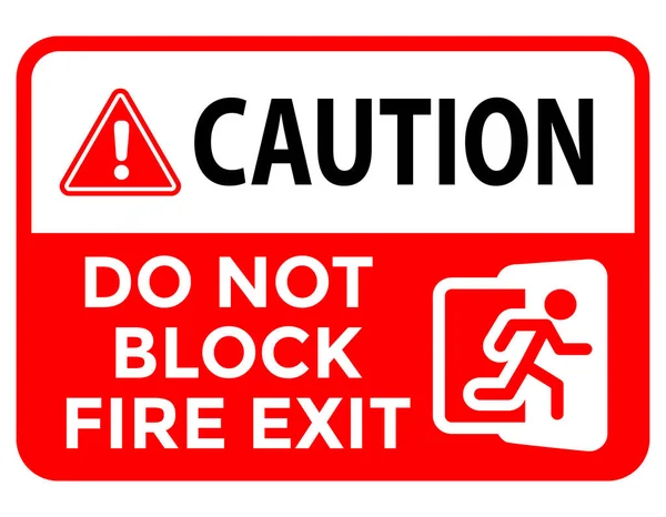 Feuerausgangsschild Warnschild Vektorabbildung Nicht Blockieren — Stockvektor