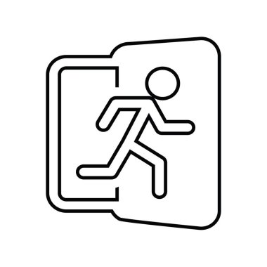 çıkış simgesi, siyah ve beyaz, vektör illüstrasyonu