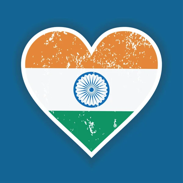 Idnia Flag Heart Shape Badge Vector Illustration — Stock Vector