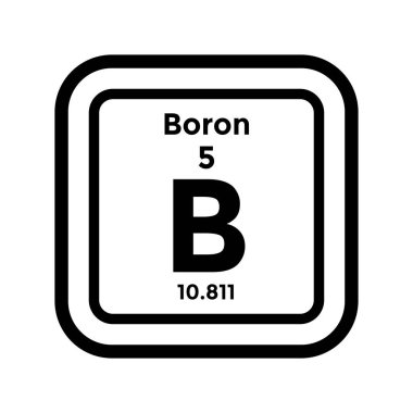 boron periyodik tablo ögesi, kimya, vektör illüstrasyonu 