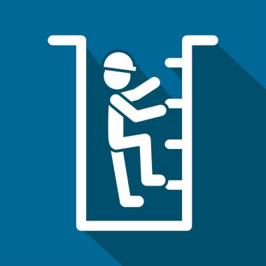 Kapalı alan, tırmanma merdiveni, sadece izinle girin, uyarı işareti, vektör illüstrasyonu 